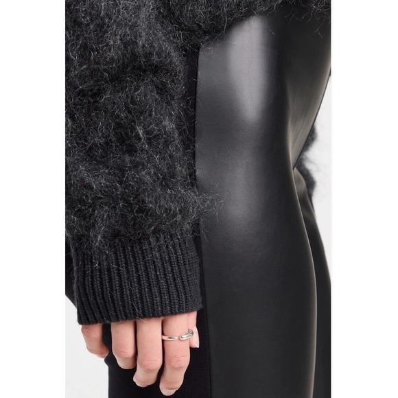 Wolford Jo Mixed Fabric Faux Leather Front Leggings US 14 EU 44 Black Slim - Picture 2 of 15